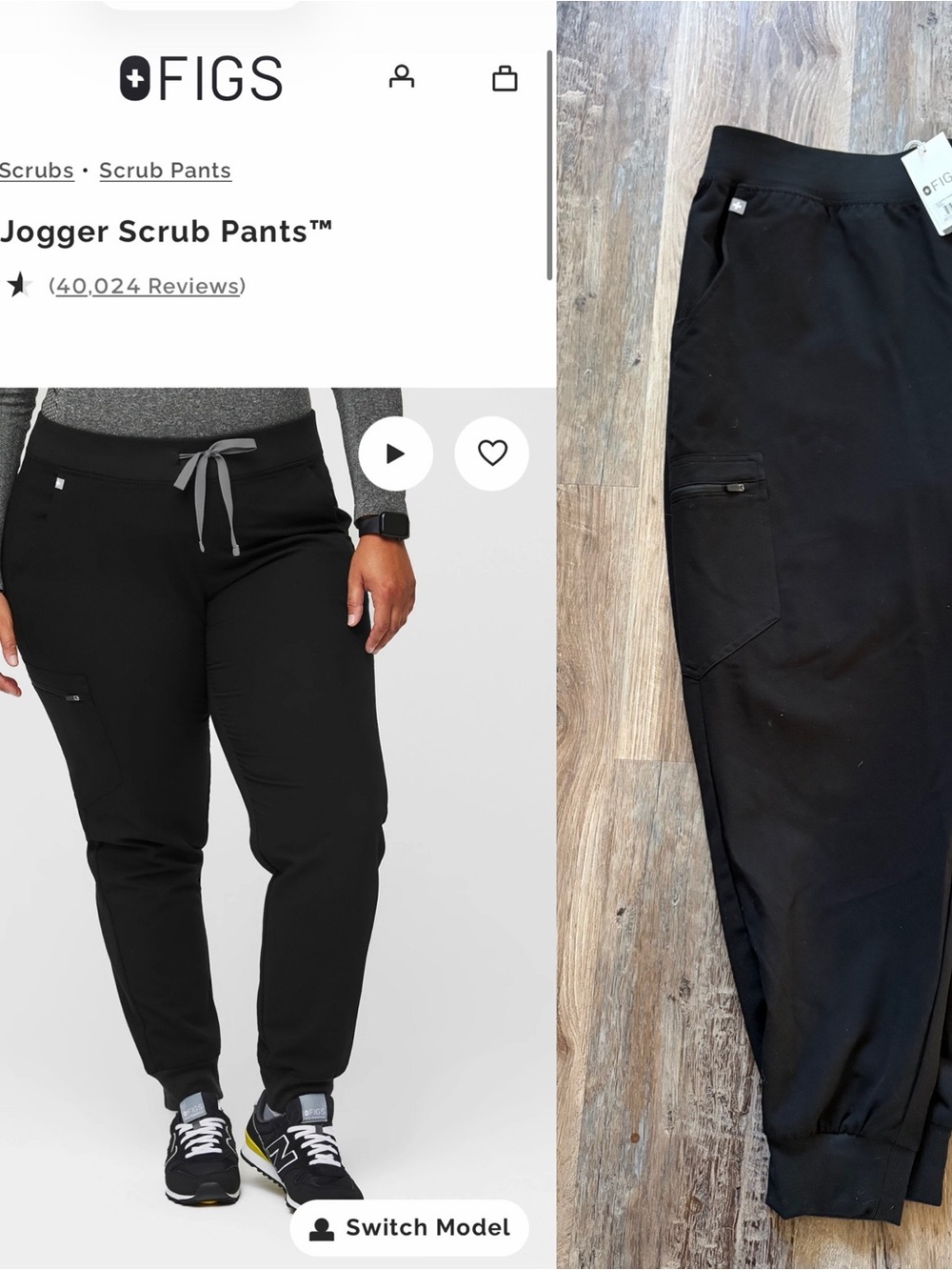 Figs Zamora Jogger Scrub Pants New With Tags!! Black - XXL Petite 2XLP